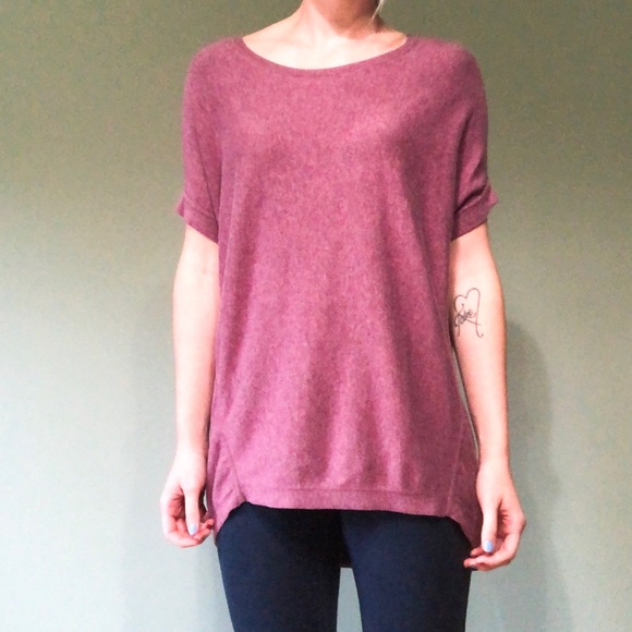 LOFT Tops - LOFT | Plum Short Sleeve Tunic Knit Sweater Top